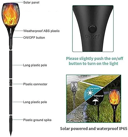 YoungPower Landscape Solar Torch Lights, Waterproof Flickering Flames Torches Lights Outdoor Flame Lights Decoration Lighting Dusk to Dawn Auto On/Off Security Light for Deck Yard Driveway, 2P