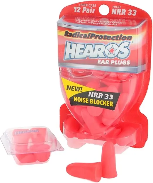 Hearos Radical Protection Foam Ear Plugs, Hearing Protection, NRR 33, 12 Pair, Orange (5801)