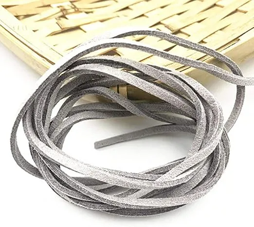 3mm x100 Yards Grey Suede Cord Suede Lace Faux Leather Cord with Roll Spool for Bracelet Necklace Beading DIY Handmade Crafts