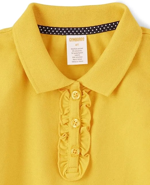 Gymboree Girls' and Toddler Short Sleeve Ruffle Polo Shirt Uniform