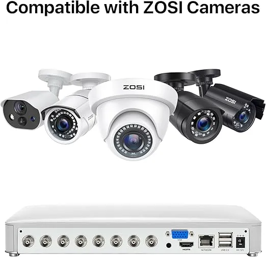 ZOSI H.265+ 3K Lite 8 Channel Security DVR Recorder with 1TB HDD,8CH Hybrid 4-in-1 CCTV DVR for 960H 720P 1080P Home Surveillance Camera System,Person Vehicle Detection,Remote Access,24/7 Recording