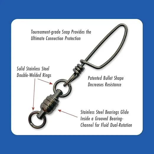 American Fishing Wire Stainless Steel Ball Bearing Snap Swivels with Double Welded Rings
