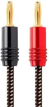 Monoprice Premium Braided Speaker Wire 14AWG - With Gold Plated Banana Plug Connectors - Affinity Series, 1 Pack, 3 Foot Red/Black