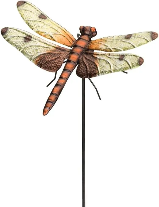 Regal Art & Gift Dragonfly Stake-Calico, Garden Decor for Outside, Weather-Resistant, Pathway Yard Decoration, Nature-Themed Outdoor Decor, Ideal Gift for Garden Lovers, 10.25”L x 7.5”W x 36.25”H
