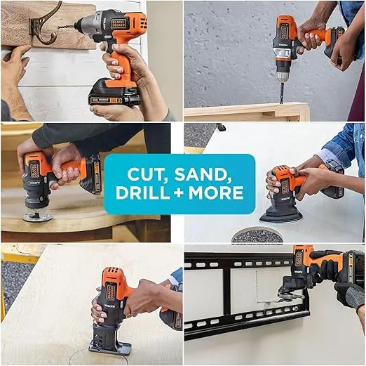 BLACK+DECKER 20V MAX MATRIX Drill, Power Tool Combo Kit, 6-Tool Set, Cordless Tool Set (BDCDMT1206KITC)