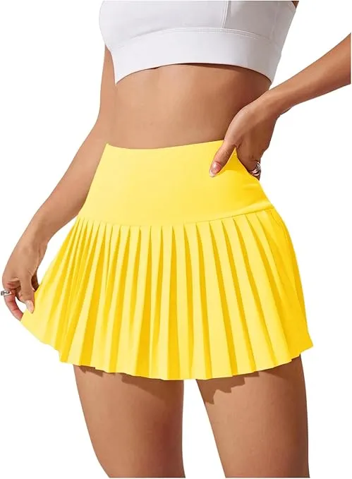 COZYEASE Basic Pleated Skirts for Women High Waisted Tennis Golf Sports Skorts with Pocket Casual Athletic Workout Skater