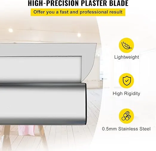 VEVOR Skimming Blade Set,10"+16"+24" Blades + 35"-78" Extension Handle,European Stainless Steel Construction Knife, Aluminum Blade Profile Smoothing Knockdown Spatula for Gyprock/Drywall/Wall-Board