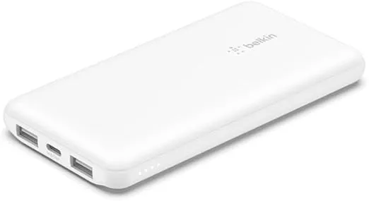 Belkin Portable Charger, USB-C Power Bank 10,000mAh w/ 1 USB-C Port and 2 USB-A Ports, 15W w/USB-A to USB-C Cable for iPhone 16, 16 Plus, 16 Pro, 16 Pro Max, Samsung Galaxy S24, & More - White