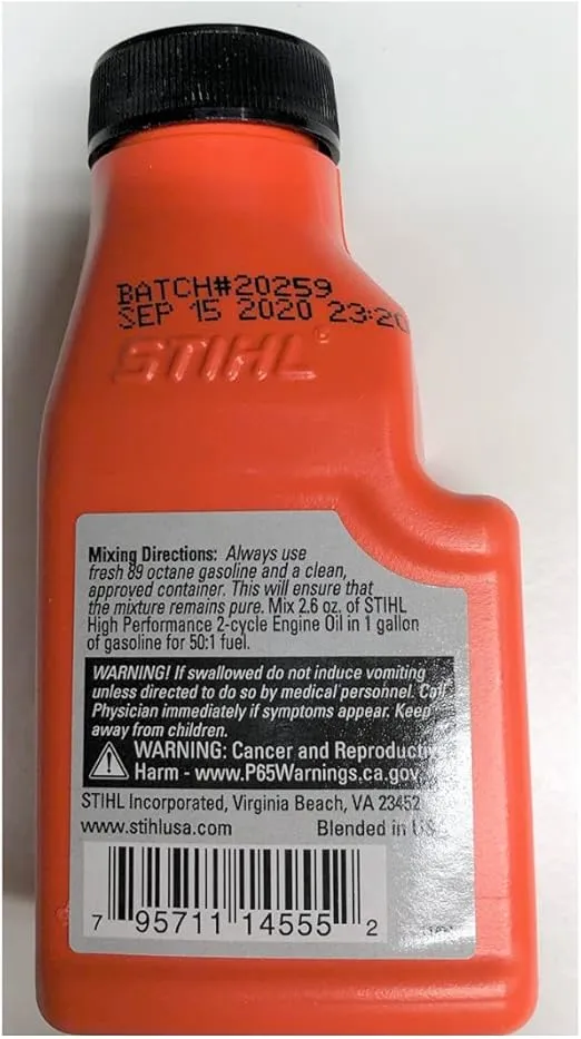 STIHL 0781 319 8008 2.6 Ounce High Performance 2 Cycle Engine Oil, 6 Pack