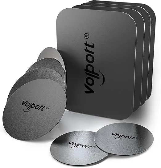 volport Metal Plate for Phone Magnet, 10 Pack MagicPlate with 3M Adhesive Replacement for Magnetic Phone Car Mount Holder & Cradle & Stand (Vent/CD/Windshield/Dashboard) - Rectangle and Round