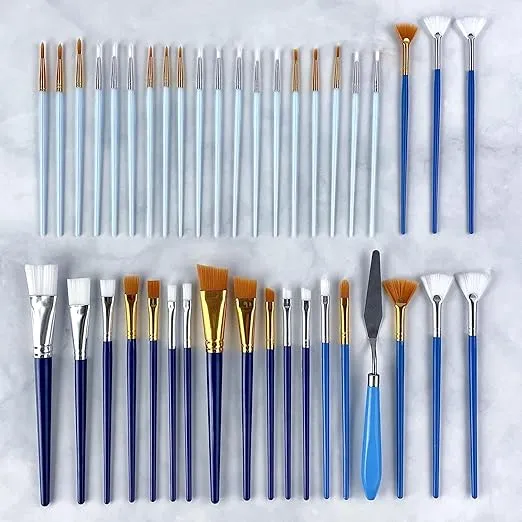 ArtSkills Acrylic Paint Brush Set, Acrylic Paint Brushes for Canvas Painting, Craft Paint Brushes with Palette Knife, 40 pc