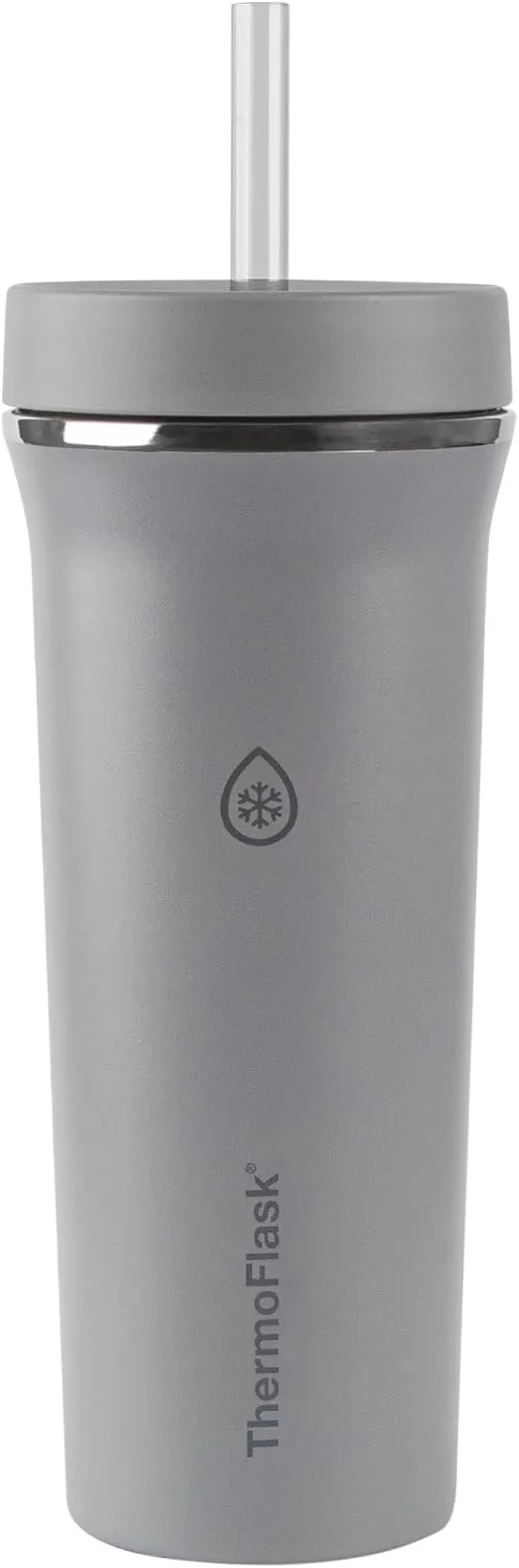 ThermoFlask Premium Quality Double Wall Insulated Stainless Steel Tumbler with Handle and Straw Lid, 32 Ounce, 2-Pack, Crystal Teal/Circular Grey