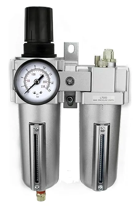 1/2" Compressed Air in Line Filter, Regulator, Oiler Lubricator, Combo