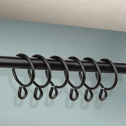 Rod Desyne 10 Count Eyelet Curtain Rings, 1-3/8-Inch, Black