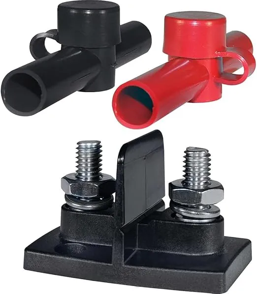 Blue Sea 2016 Dual Powerpost Cable Connectors One Black and One Red Insulator