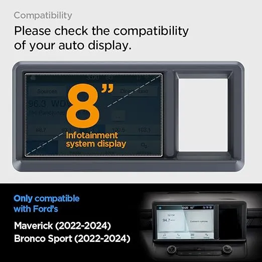 Spigen Tempered Glass Screen Protector [GlasTR Slim] designed for Ford Maverick (2022/2023/2024), Ford Bronco Sport (2022/2023/2024) 8 inch Dashboard Touchscreen - Matte/Anti Finger Print
