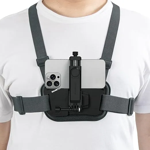 Sametop Phone Chest Mount Harness Holder Mobile Phone Strap Clip Compatible with iPhone Samsung GoPro 13/12/11/10/9/8 DJI Osmo and Most Cell Phones Action Cameras POV/VLOG