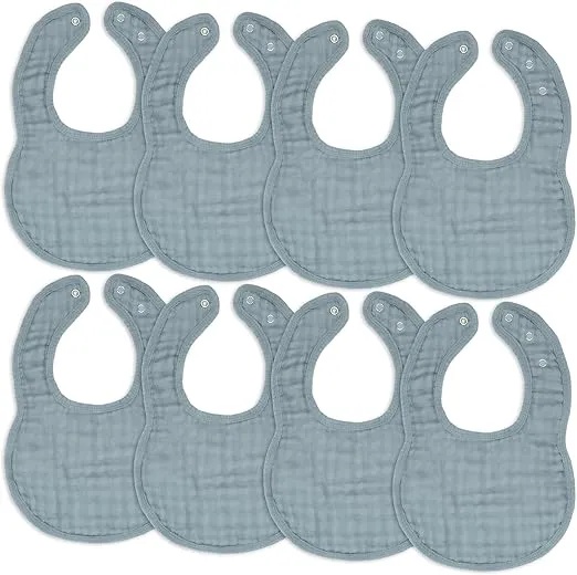 Comfy Cubs Muslin Baby Bibs, Drool Bibs, Adjustable with Easy Snaps, Teething & Drooling, Absorbent Bibs for Boys & Girls