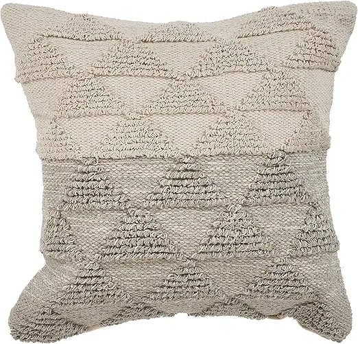 Trade AM Ox Bay Hand-Woven Cream/Tan Geometric Natural Cotton Pillow Cover