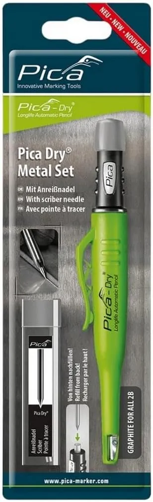 Pica Dry - Metal Set - Long-life Automatic Pencil & Metal Scraper Needle Set - The Complete Solution for Precision Metal Marking in Demanding Industrial Applications - Made in Germany