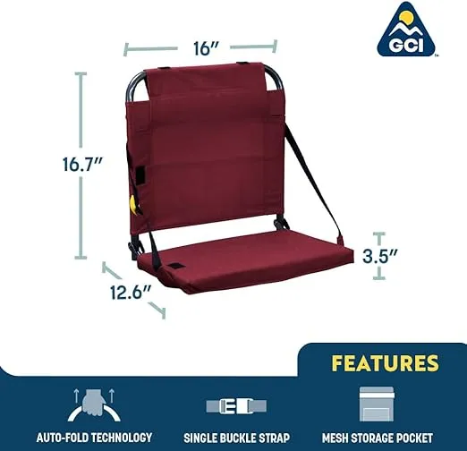 GCI Outdoor BleacherBack Stadium Seat with Adjustable Backrest, Hunter