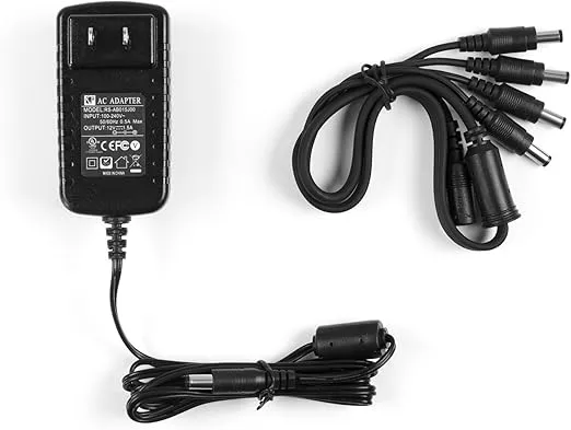 Amcrest 4-Camera 12V Power Supply for 960H, 720p/1080p HDCVI, and Analog Security Cameras (Black)