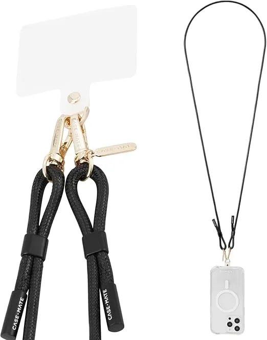 Case-Mate Crossbody Phone Lanyard/Chain [Works with All Phones] Hands-Free Cell Phone Strap - Phone Charm - Neck Chain Holder for iPhone 16 Pro Max/15 Pro Max/14 Pro Max/13/12/S24 Ultra - Black Rope