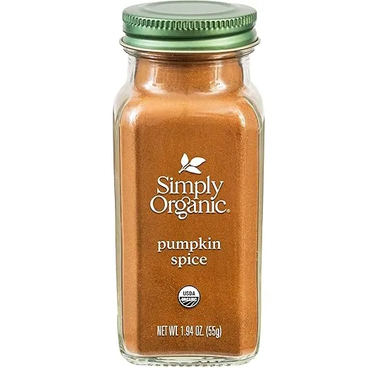Simply Organic Pumpkin Spice, 1.94-Ounce Jar, Organic Nutmeg, Cloves, Ginger & Cinnamon, Enhances Tea, Seasoning, Kosher