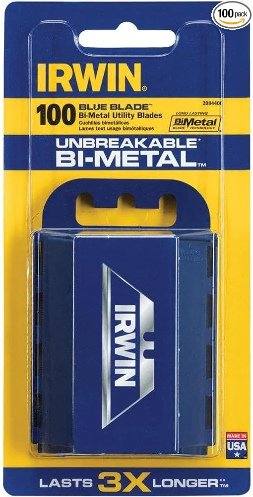 IRWIN Utility Knife Blades, Bi-Metal, 100-Pack (2084400)