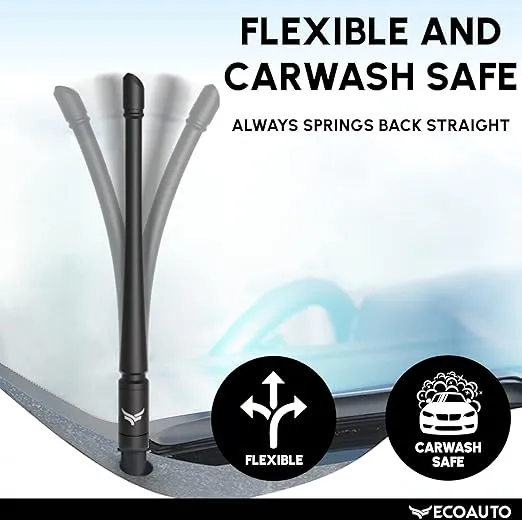 EcoAuto Universal Radio Truck Antenna (5" Flexible) - Fit for Ford, Dodge, GMC, Chevy, Jeep (2007+) - Perfect Truck Accessories for Men - Anti Theft, Carwash Safe, Short Replacement Antenna for Truck
