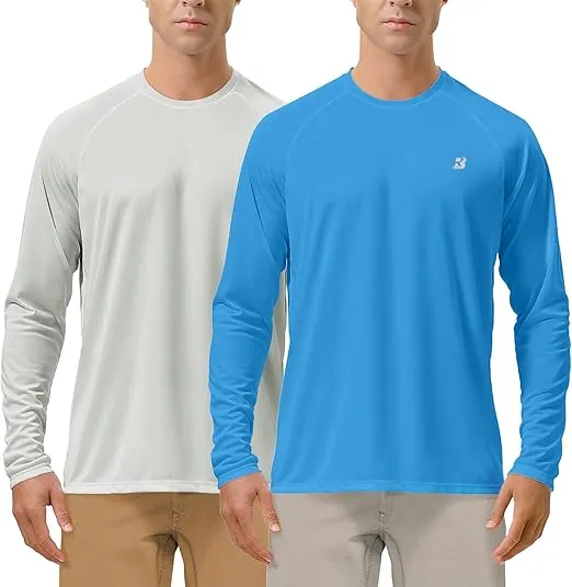 Roadbox Mens UPF 50+ UV Sun Protection Shirts Outdoor Long Sleeve SPF Rash Guard for Fishing Hiking Swimming Running