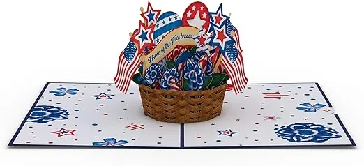 Lovepop Americana Basket Pop-up Card – Fourth Of July – Handcrafted 3D Pop-Up Greeting Card – Fourth Of July Celebration Card, 5 x 7”