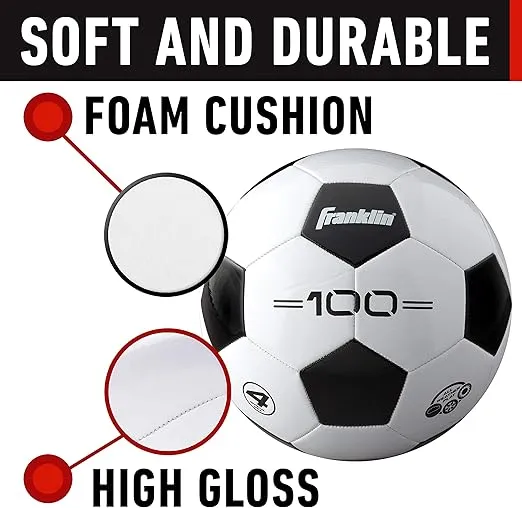 Franklin Sports Soccer Balls - Youth + Adult Soccer Balls - Size 3, 4 + 5 Soccer Balls - Single + Bulk Packs - Black + White