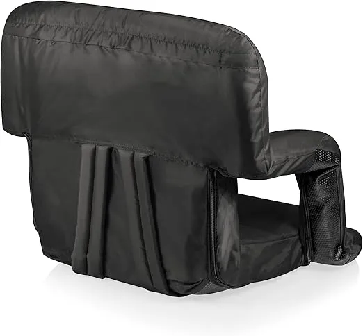 Picnic TIME Ventura Reclining Stadium Seat with Back Support, Padded Bleacher Seat with Backpack Straps, Gaming Chair, Floor Meditation Chair