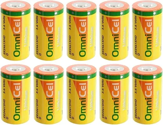10x ER34615HD 3.6V 13Ah Size D Lithium Standard Terminal for Smart Munitions, Unattended Sensors, RFID Tracking, Asset Tracking, Theft Prevention, Locator Beacons