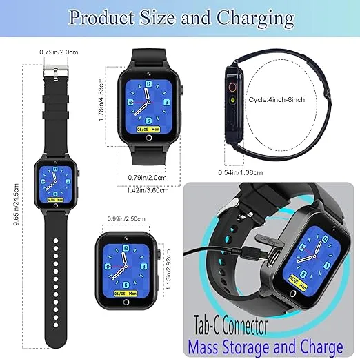 Goodatech Smart Watch for Kids 4-12 Years Boys Girls, 26 Puzzle Games,HD Camera,Video Music Player,Pedometer,Flashlight,Calendar Stopwatch Timer,Alarm Clock, Aluminum Case,Sport Band (Blue)