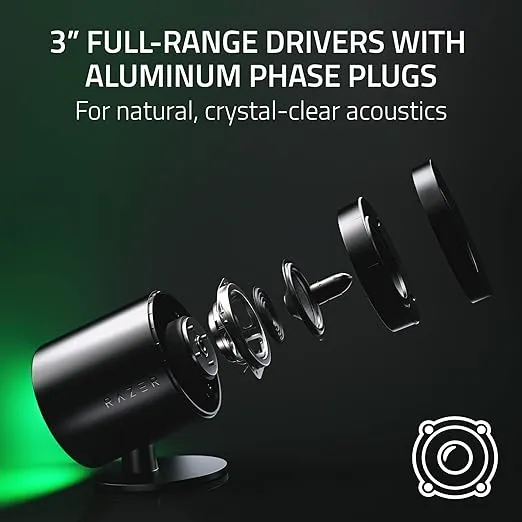 Razer Nommo V2 Pro - 2.1 PC Gaming Speakers Wireless Subwoofer: THX Spatial Audio - Projection Chroma RGB - Full-Range Drivers - Wireless Down-Firing Subwoofer - Wireless Control Pod