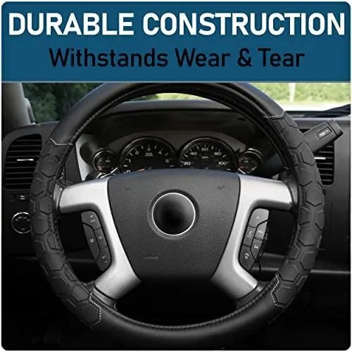 Truck Tuff Heavy-Duty Truck Steering Wheel Cover, Interior Truck Accessories, Automotive Accessories for Trucks, Cover for Truck Steering Wheels -- Black