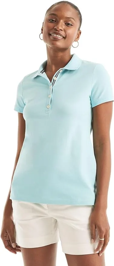 Nautica Women's 5-Button Short Sleeve Cotton Polo Shirt