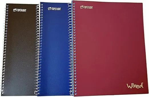 Top Flight Wired 3-Subject Wirebound Notebook (Pack of 3)