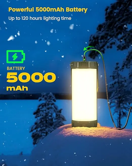 Glocusent Survival Camping Lantern, 106LED with 5 Brightness, Up to 1200LM, 3 Modes & SOS, Rechargeable for 120hrs, IP68 Waterproof, Small & Light, Emergency Light for Blackout,Hiking (Green)