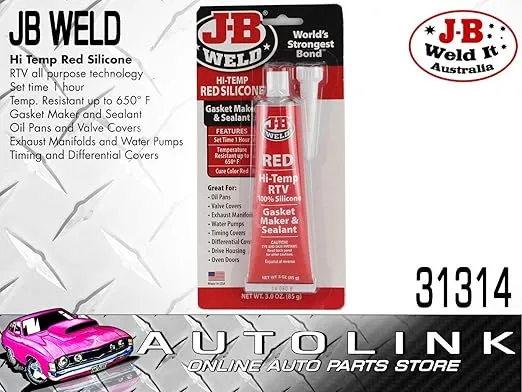 J-B Weld 31314 High Temperature RTV Silicone Gasket Maker and Sealant - Red - 3 oz.