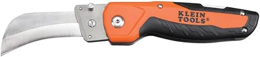 Klein Tools 44218 Utility Knife, Lockback Electricians Knife and Folding Knife with Hawkbill Blade for Cable Skinning, Replaceable Blade