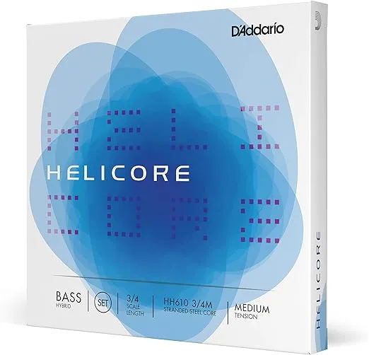 D'Addario Helicore Hybrid Bass String Set, 3/4 Scale, Medium Tension (HH610 3/4M)