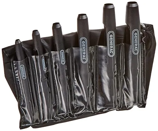 General Tools Hollow Steel Punch Set #1280ST, Set Of 6 - 3/16" To 1/2"