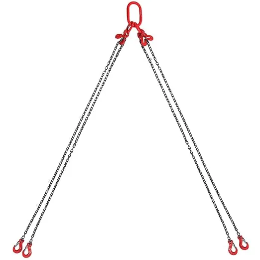 VEVOR Chain Sling, 1/4 inch x 5 ft Lifting Chains with Hooks, G80 Engine Chain Hoist Lifts, 6600 lbs/3 Ton Lifting Sling Chains for Engine Hoist, Engine Lift Chain with 4 Leg Grab Hooks and Adjusters