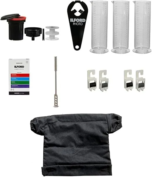 Ilford and Paterson Photographic Film Processing Kit Bundle with Changing Bag (2 Items)