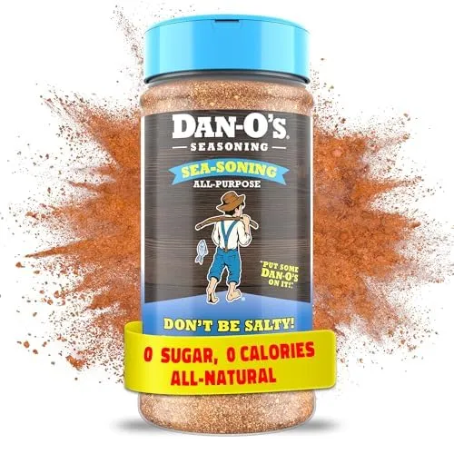 Dan-O's SEA-soning™ Seasoning - Great for all Seafood & Meats - All-Purpose, All-natural, Sugar Free, Zero Calorie Seasoning - Fish seasoning for Grilling & cooking anything - Medium bottle (8.9 oz)