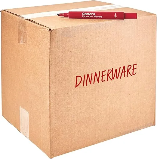 AVERY Carter's Permanent Markers, Large Desk-Style Size, Chisel Tip, Water and Wear Resistant, 12 Red Markers (27177)