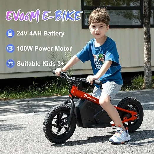 EVERCROSS EV06M Electric Bike for Kids, Electric Balance Bike with 12" Inflat Tire and Adjustable Seat, Electric Motorcycle for Kids Boys & Girls Ages 3+